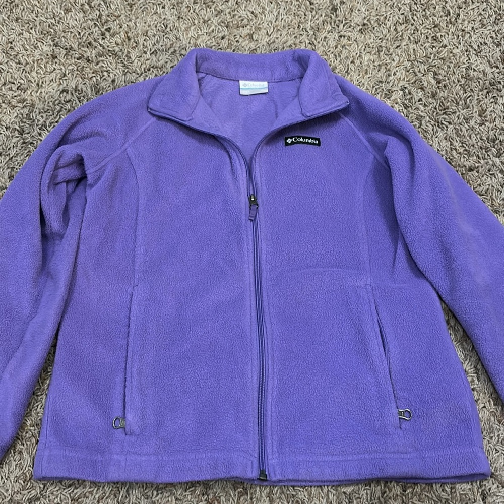 Girls Columbia purple fleece jacket. Size large. Good used condition. - Picture 4 of 5